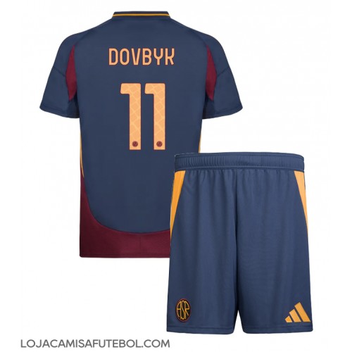 Camisa de Futebol AS Roma Artem Dovbyk #11 Equipamento Alternativo Infantil 2024-25 Manga Curta (+ Calças curtas)